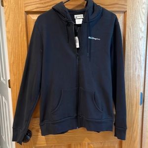 Disney Parks womens LG black hoodie w/glitter pictures on back NWT
